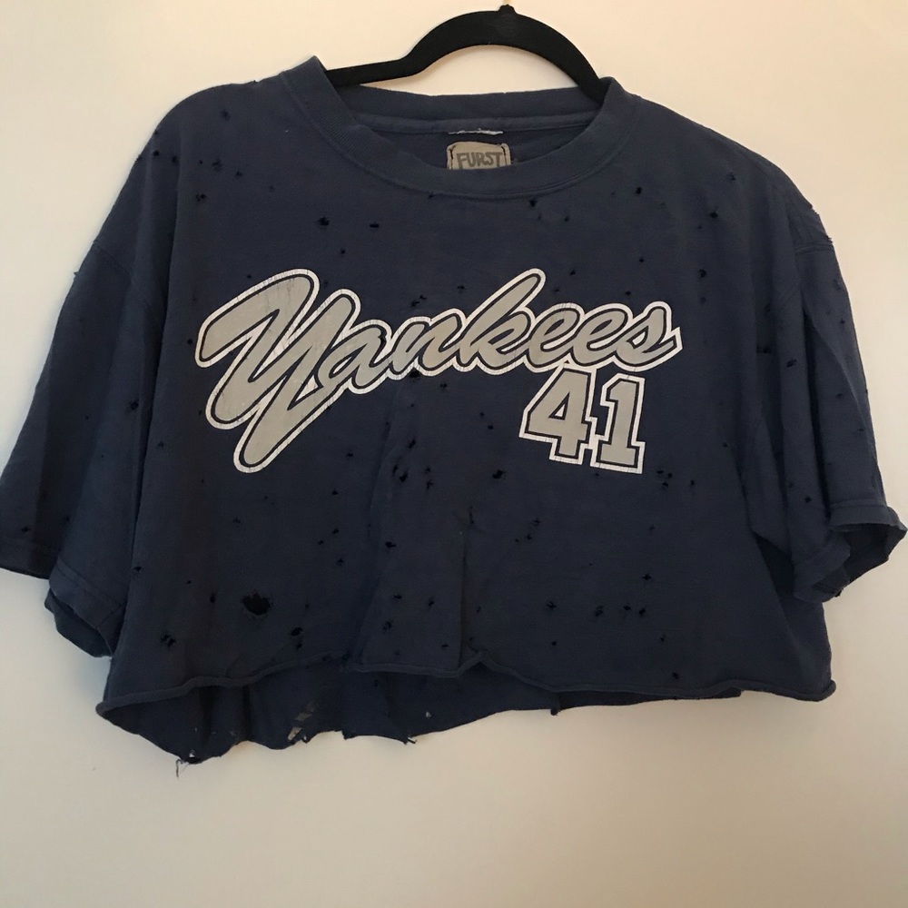 Furst of a Kind Vintage Distressed Yankees Crop